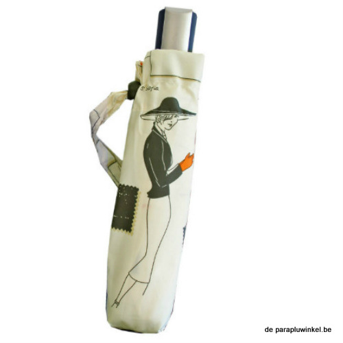folding umbrella nouvelle vague white, closed