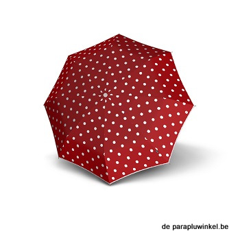 small knirps foldable umbrella red with white dots; open