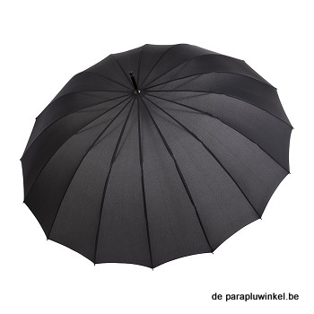 autoamatic stick umbrella, 16 ribs, black, open