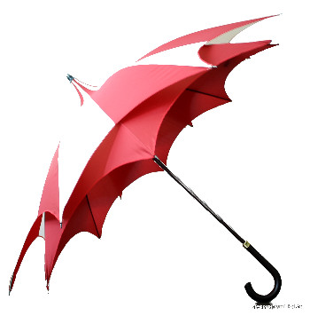 stick umbrella d\'Amazoni red and white; sideview