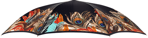 Stick umbrella peacock feather, sideview