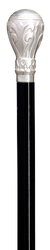 knob walking stick silver plated