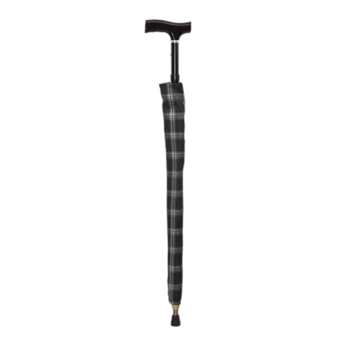 umbrella walking stick grey checks, closed