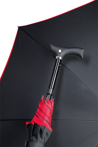 walking stick umbrella black, border red