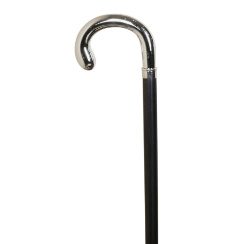 wooden cane, round handle nickel