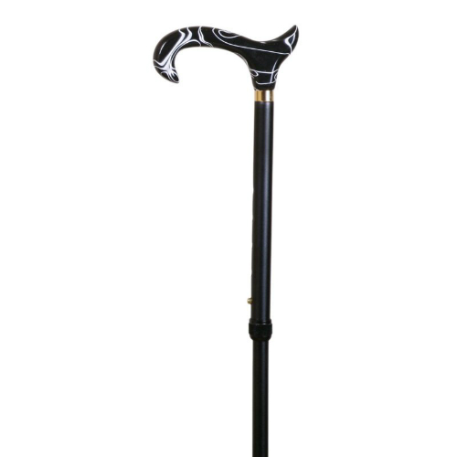 black folding walking stick acryl handle black