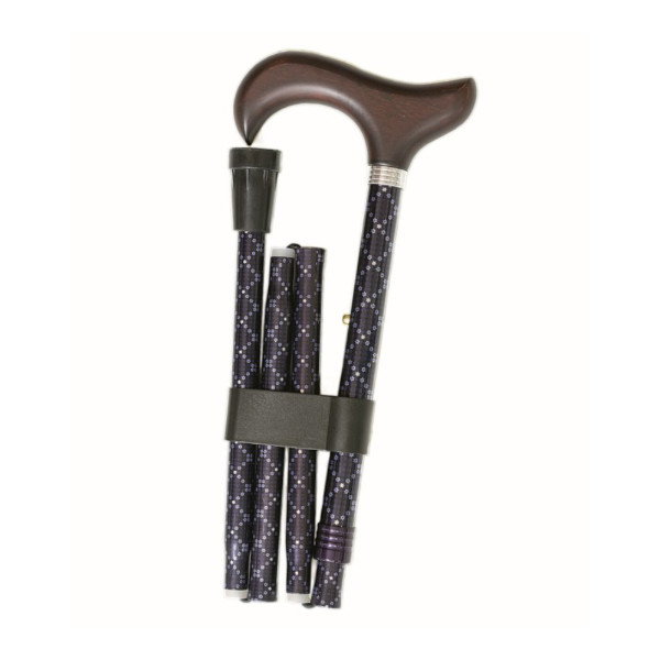 folding cane, dark blue with stars, folded