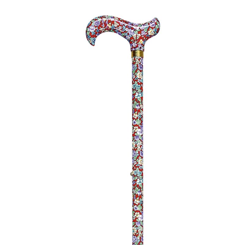 walking stick aluminum flowers on red