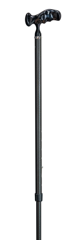 walking stick carbon shiny black, ergonomic handle