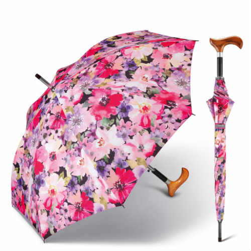 umbrella walkingstick, print flowers