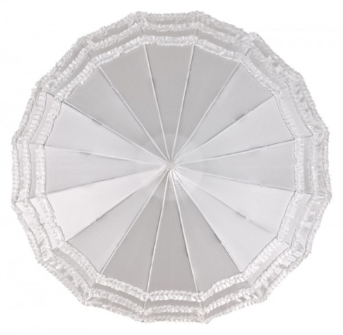 hand sunshade white satin, open topview