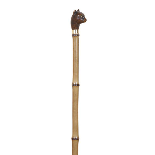 walking stick bamboo head cat brown