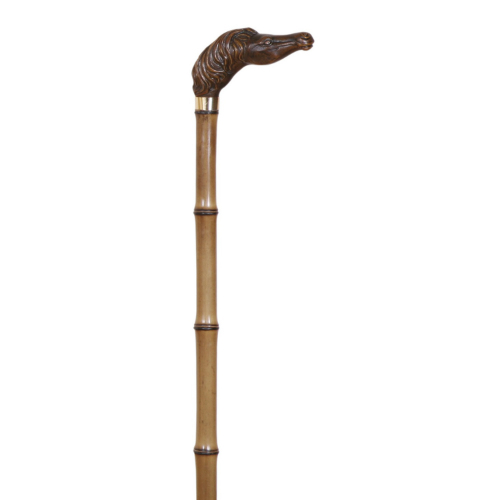 walking stick bamboo head horse brown