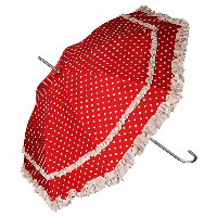 hand sunshade red with white dots, sideview