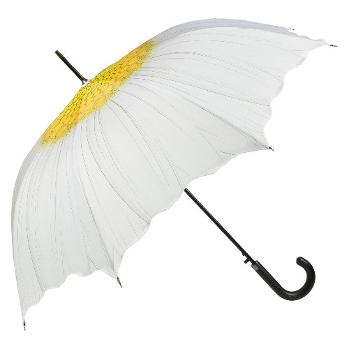 white umbrella with sunflower, open
