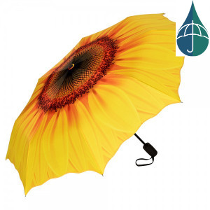 Hand sunshade with large sunflower, sideview