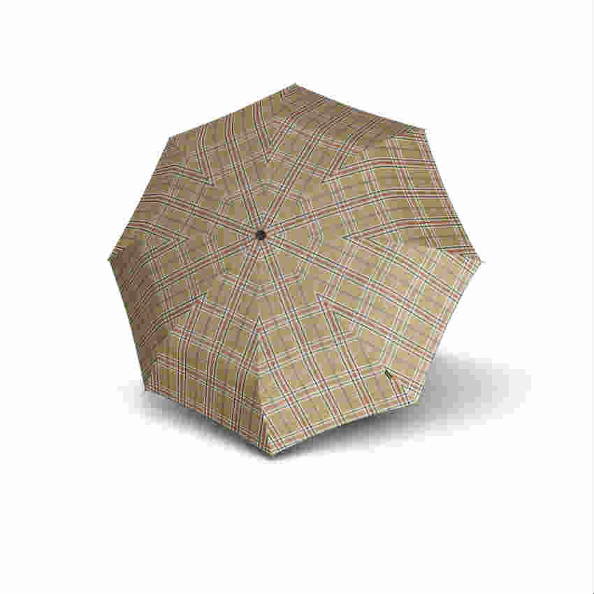 knirps automatic folding umbrella check beige open
