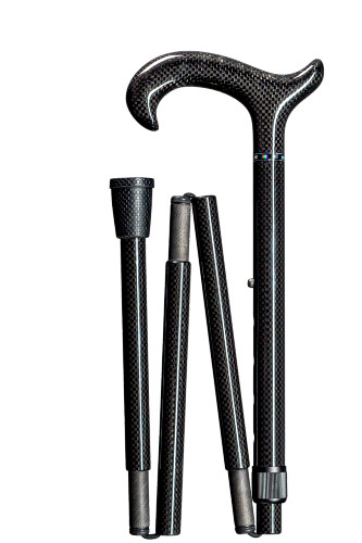 foldable walking stick carbon shiny black