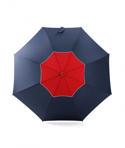 ladies stick umbrella blue and red and white strip/topview