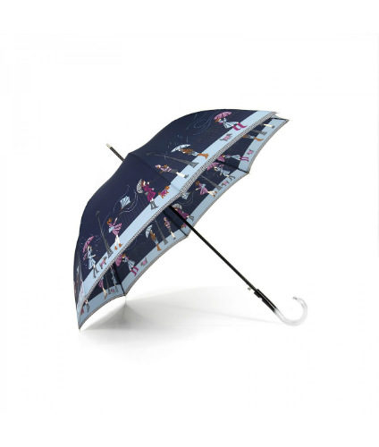 Stick Umbrella Rainy Days navy, open and innerview