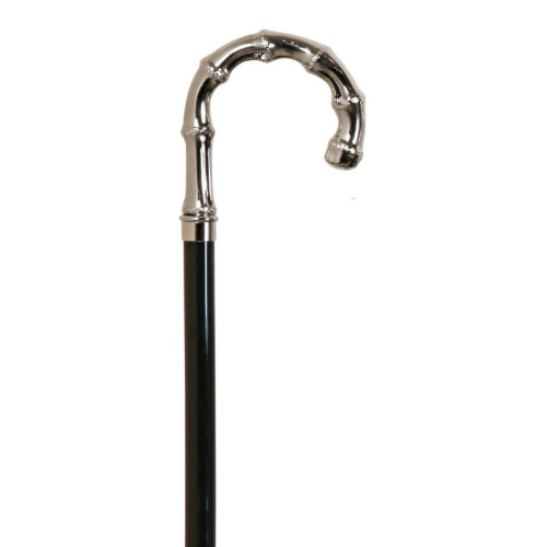 wooden walking stick round shaped nickel handle