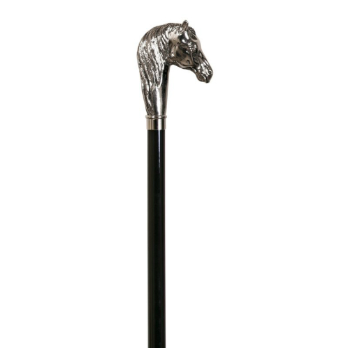 wooden walking stick nickel handle horse