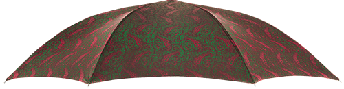 Stick umbrella cachemire green and red, sideview