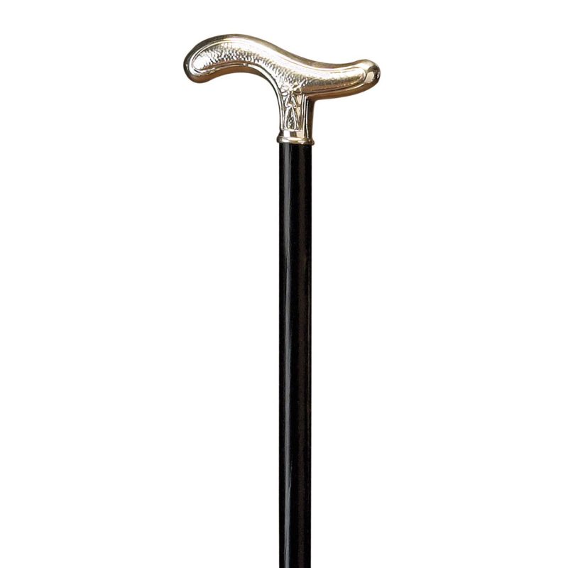 wooden cane , metal handle