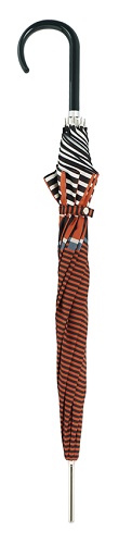 stick umbrella stripes brown, closed