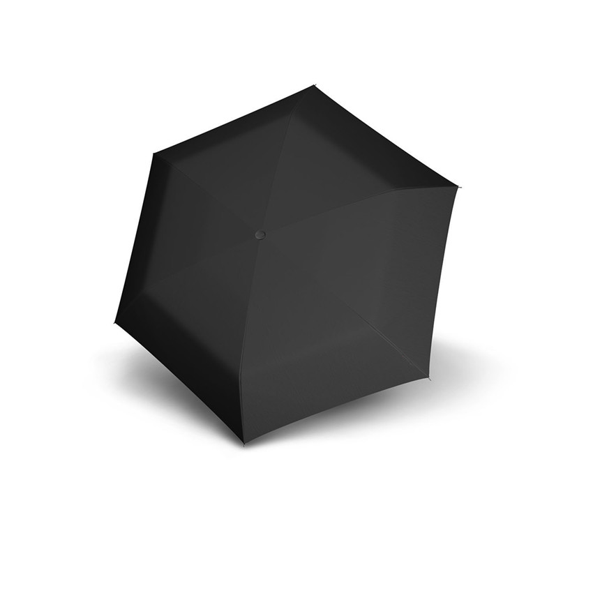 steel folding umbrella slim black, open