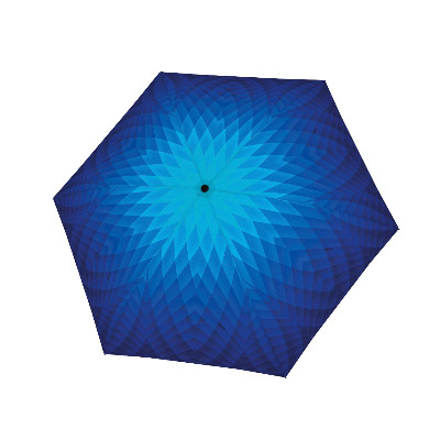 folding flat umbrella fusion blue open