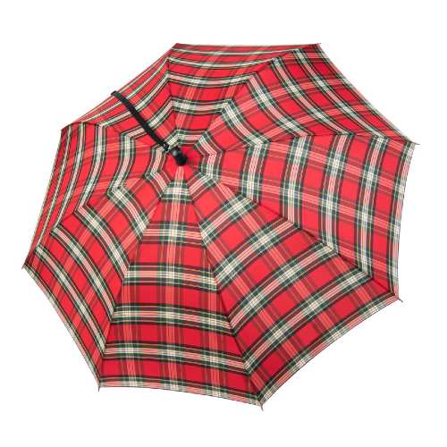 umbrella with strap checks red green open