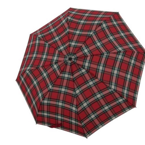 umbrella with strap checks bordo/ open