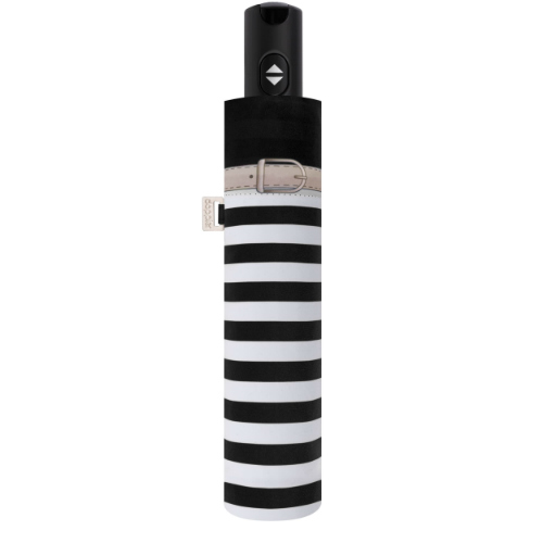 folding umbrella Delight black and white, closed