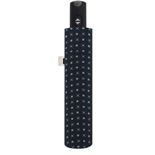 automatic steel folding umbrella 29cm dots on black, closed