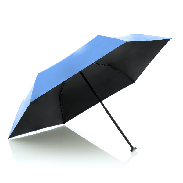 small folding umbrella knirps blue, open, inside view