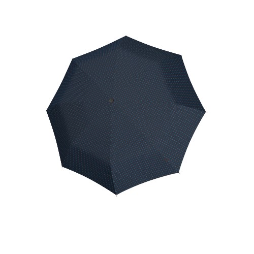 knirps automatic folding umbrella dark blue, cross design, open