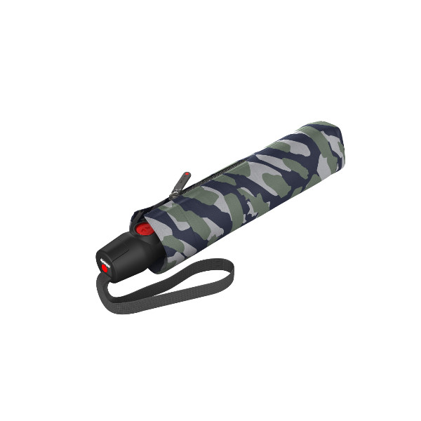 knirps autom folding umbrella camouflage bluegreen, closed