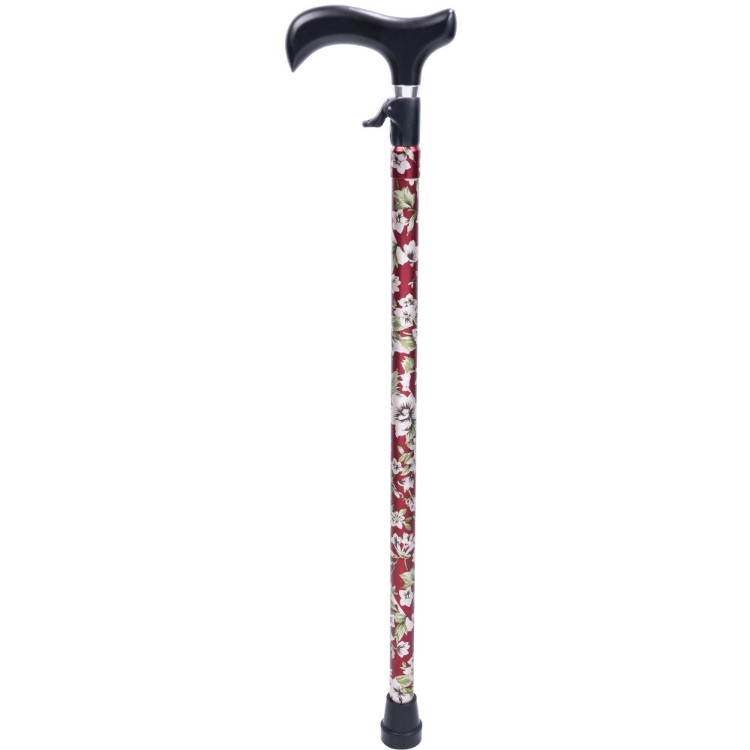 walking stick aluminum flowers on red