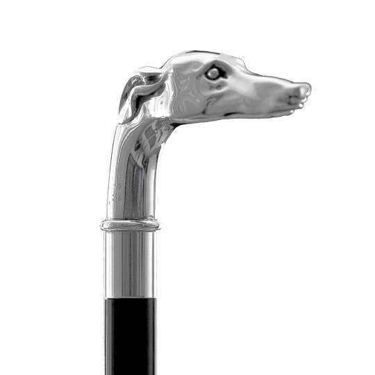walking stick dog silver plated
