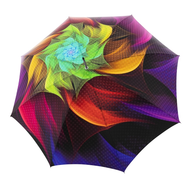 Stick umbrella multicolor flower, open