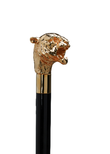 walking stick tiger gold plated