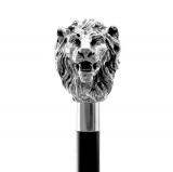 walking stick lion\'s head silver plated