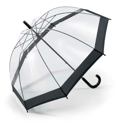 clear dome stick umbrella black open