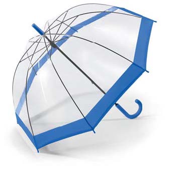 clear dome stick umbrella blue open