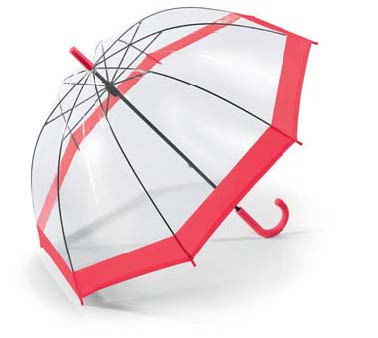 clear dome stick umbrella red open
