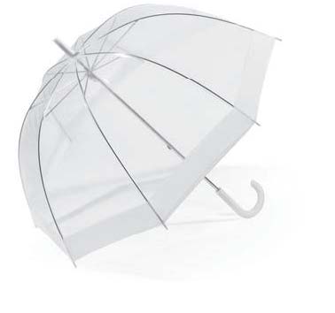 clear dome stick umbrella white open