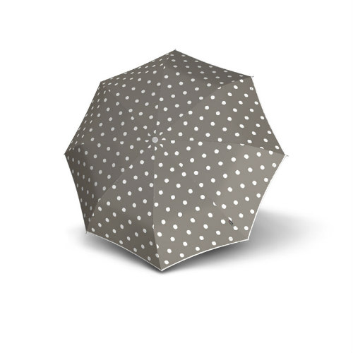 knirps autom folding umbrella dots taupe, open
