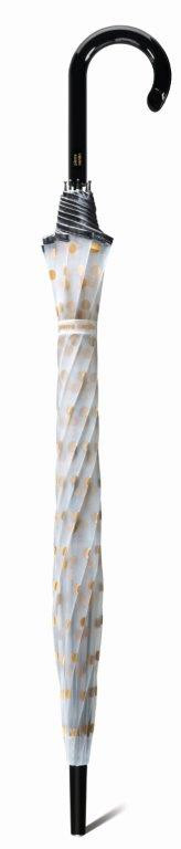 Domeshaped transparant umbrella gold dots, closed
