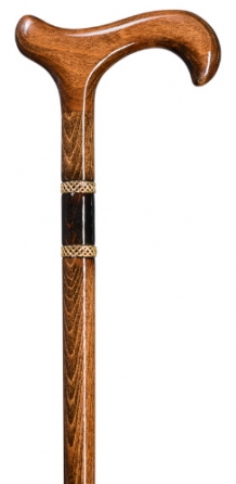 canne en bois, decoree modele bijou teinte chataignier